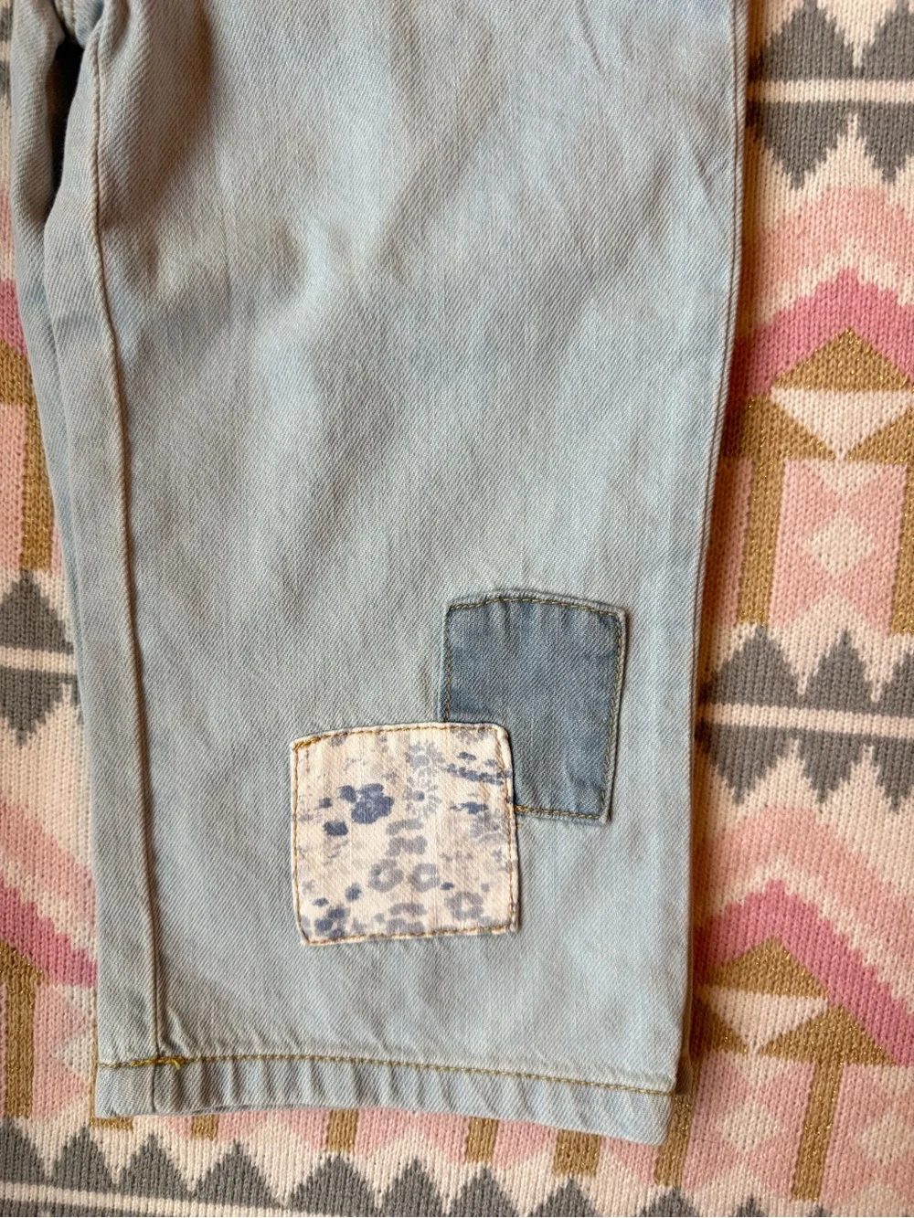 OshKosh B'gosh Light Blue Pull-On Jeans with Patch Accents